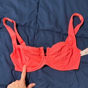 Victoria's Secret Hot Pink Coral Ribbed Underwire Bikini Top